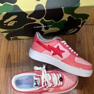 (NEW) WOMEN’S Bathing Ape Bape Sta Low Pink Sneakers Pink Shoes